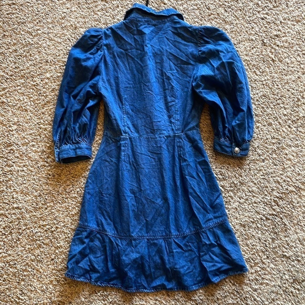 Zara XS DOUBLE BREASTED DENIM JACKET DRESS PUFF SLEEVE DRESS - Picture 5 of 7